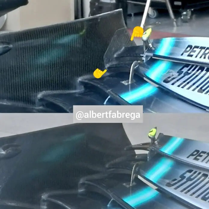 Mercedes testa due versioni differenti di ala anteriore