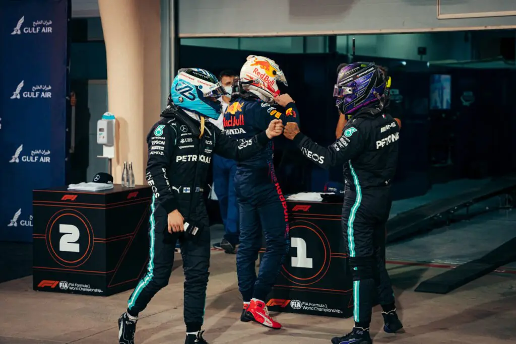 Hamilton (Mercedes), Bottas (Mercedes), Verstappen (Red Bull), GP Bahrain 2021 - I numeri del fine settimana