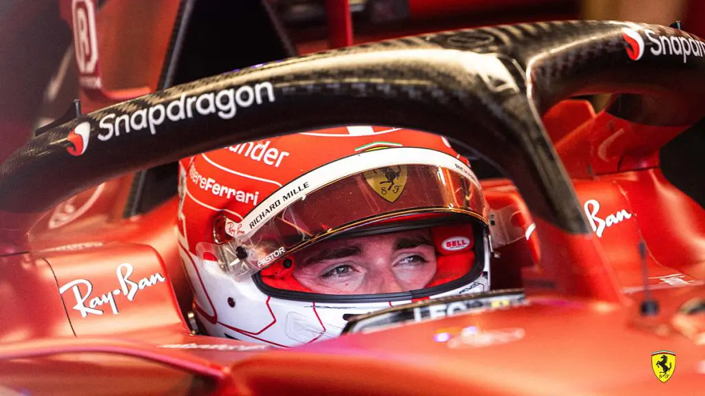 F1, Charles Leclerc nell'abitacolo della Ferrari F1-75